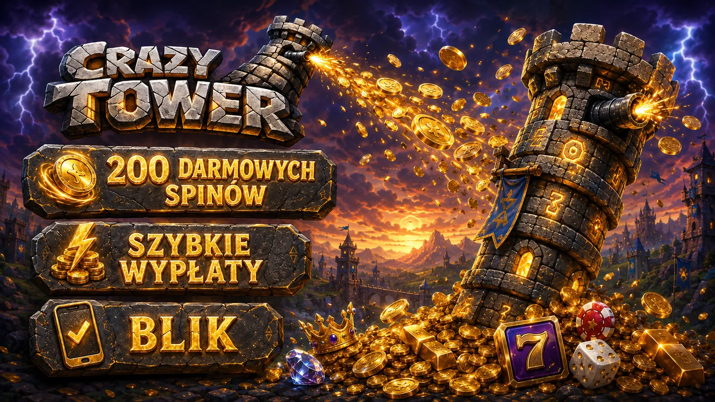 CrazyTower kasyno — 200 darmowych spinów, szybkie wypłaty, BLIK